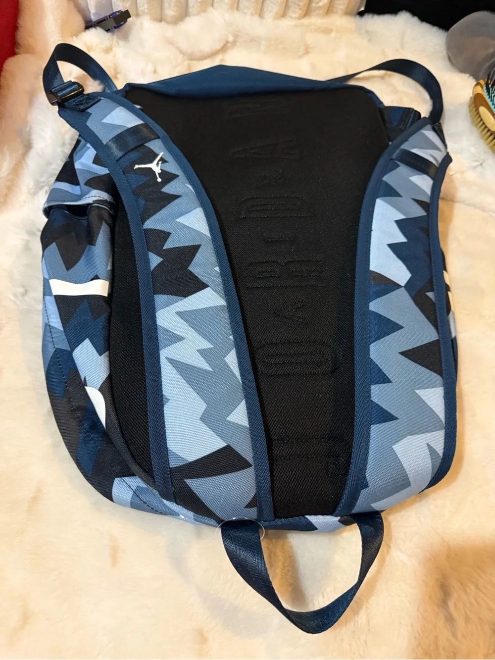 Jordan Men's Navy and Light Blue Geometric Backpack